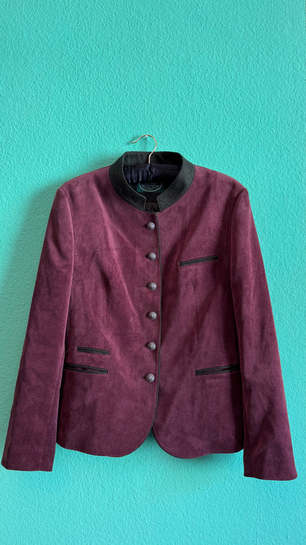 Vintage 1980s Burgundy Corduroy Tracht Jacket by Allwerk