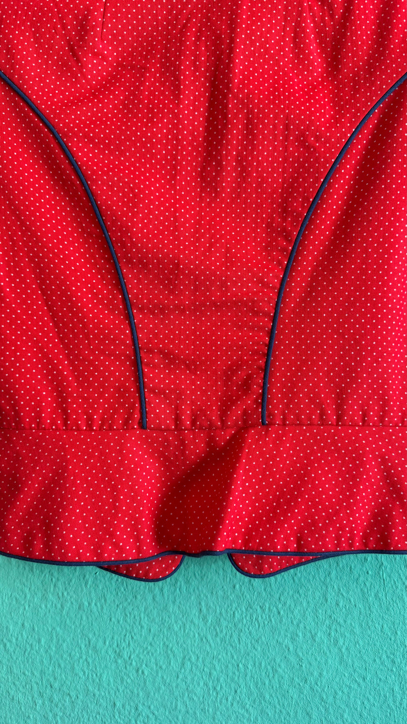 Vintage 1980s Red Polka Dot Tracht Spenzer by Kuhnen Modell