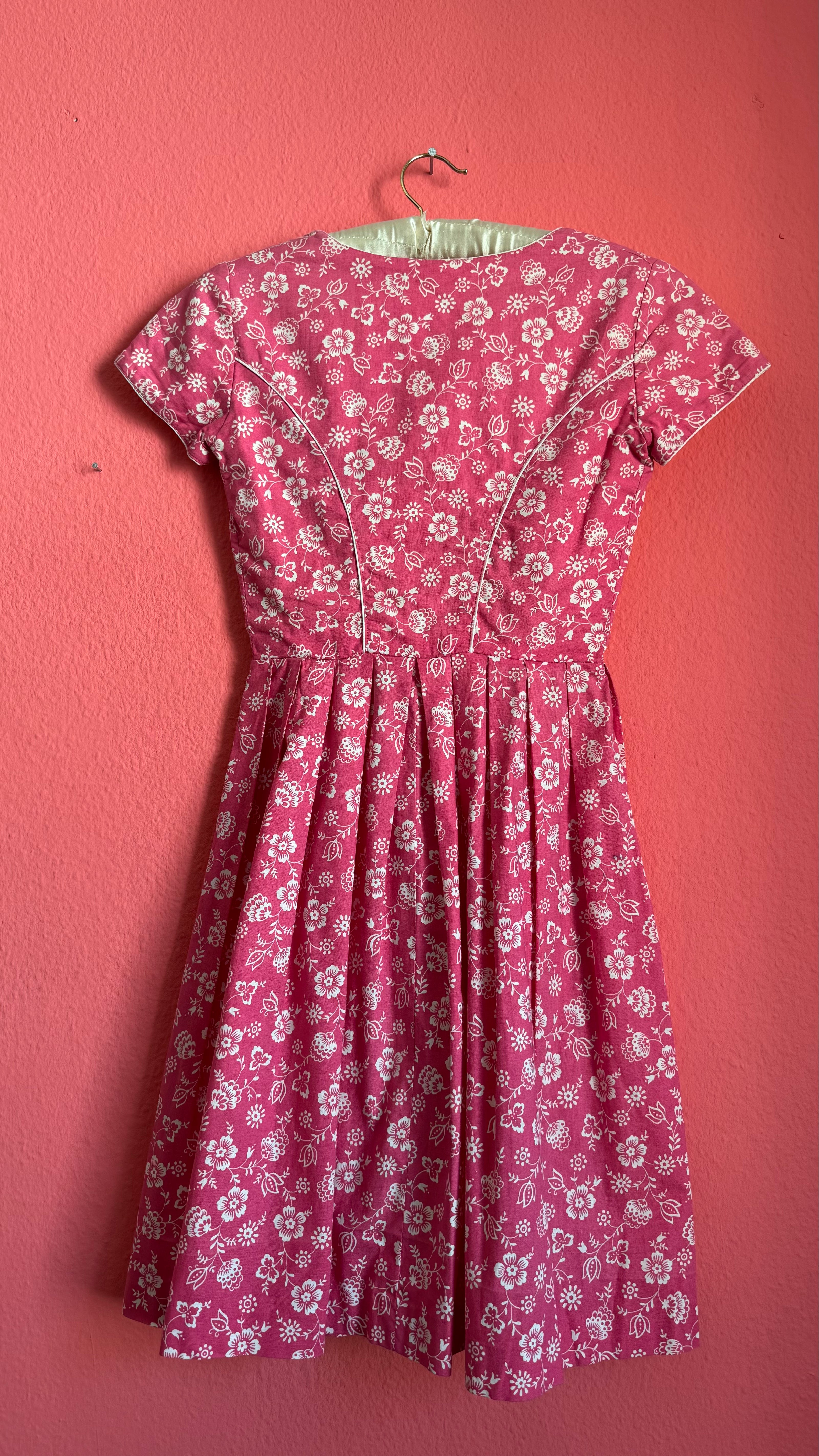 Vintage 1970s Pink Floral Tracht Dress by Z Vom Tegernsee
