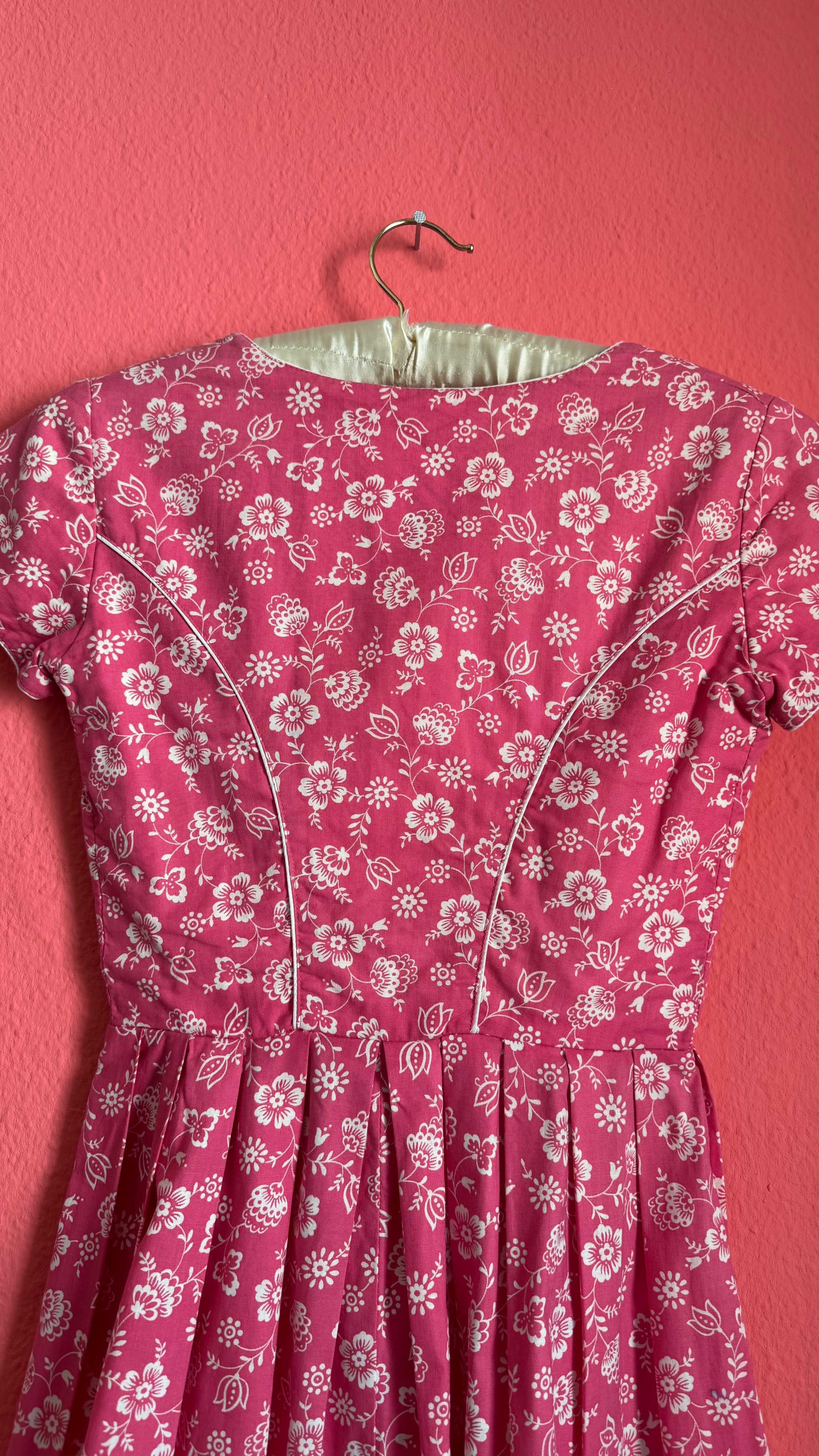 Vintage 1970s Pink Floral Tracht Dress by Z Vom Tegernsee