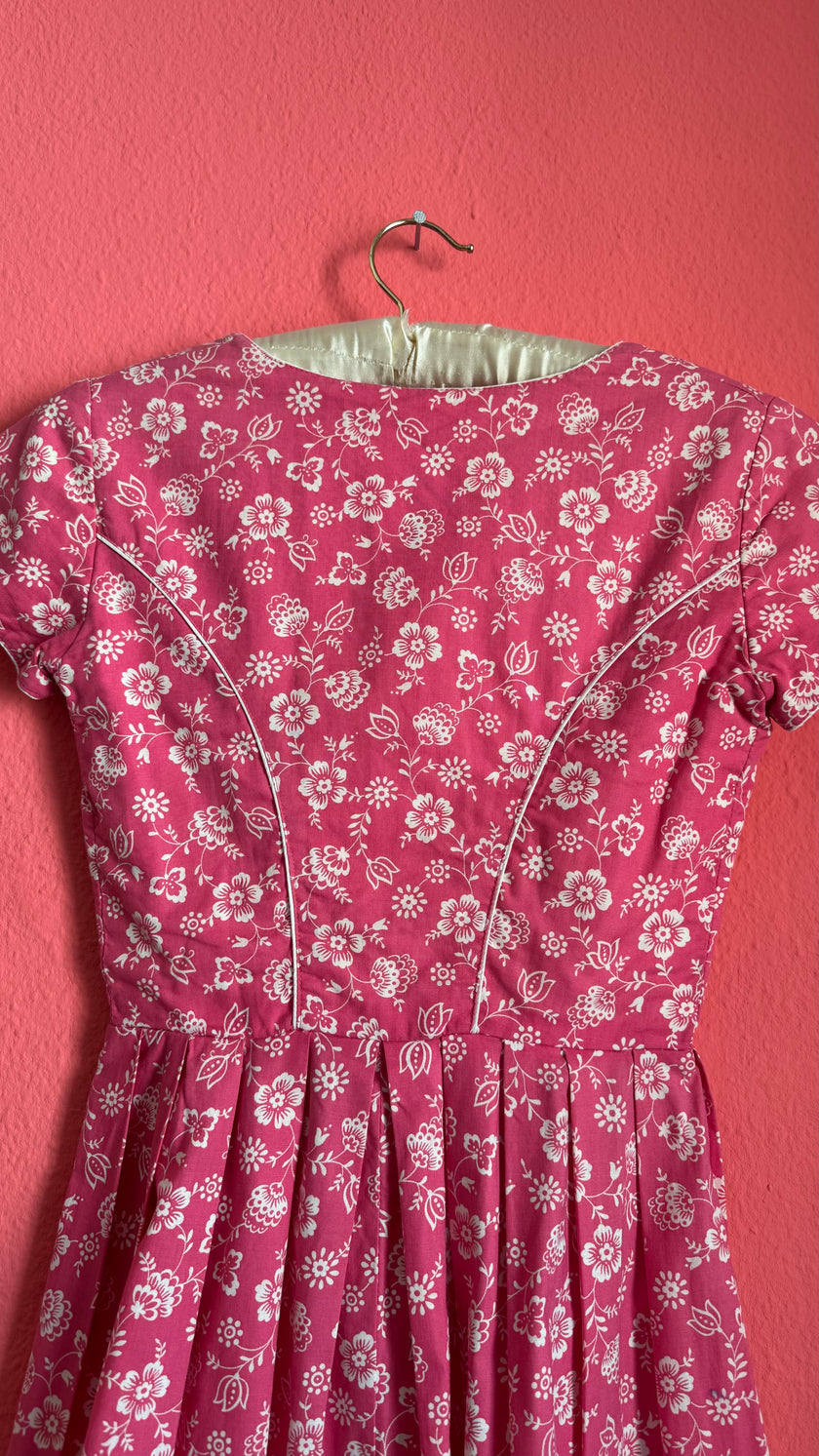 Vintage 1970s Pink Floral Tracht Dress by Z Vom Tegernsee