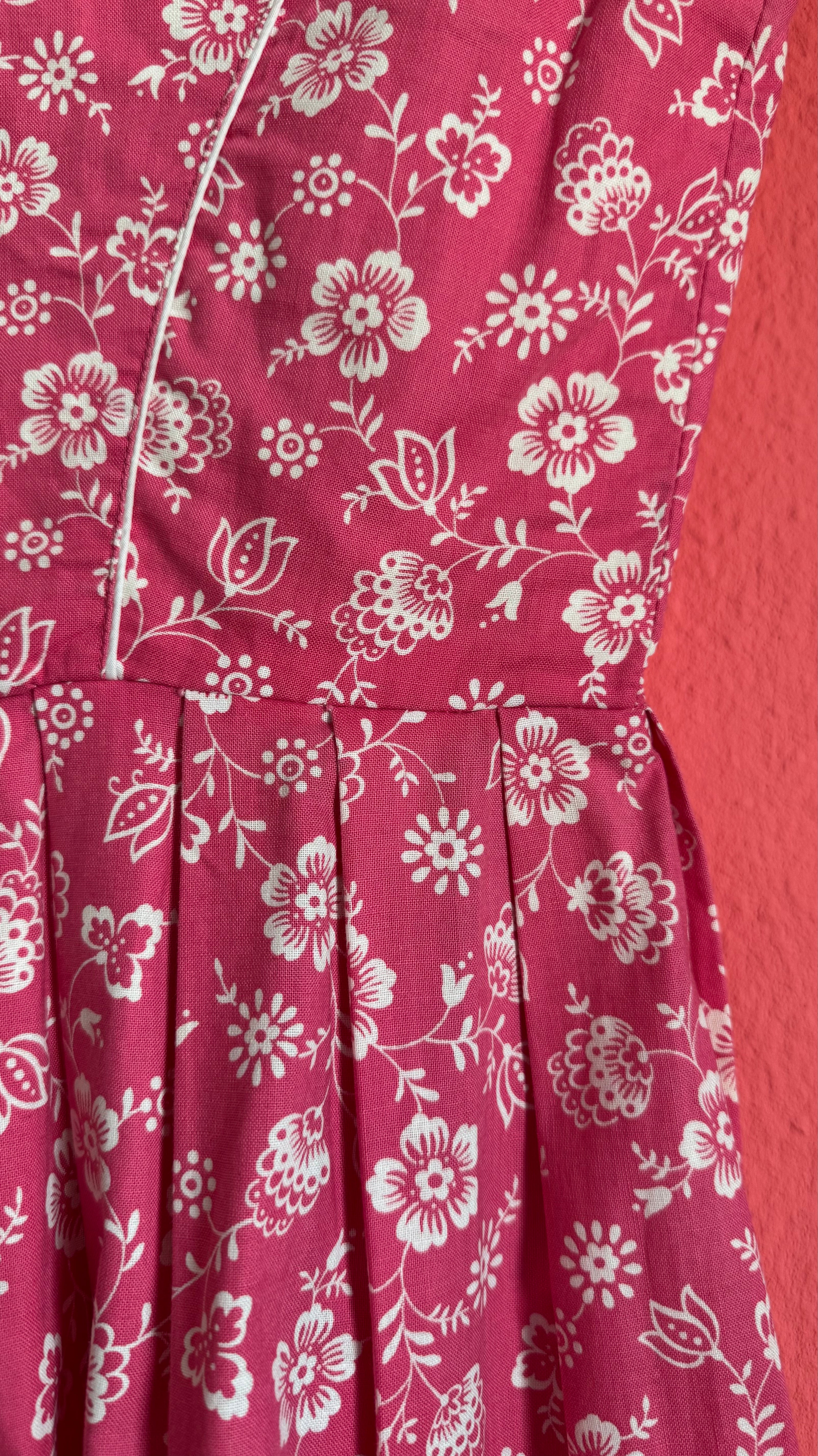 Vintage 1970s Pink Floral Tracht Dress by Z Vom Tegernsee