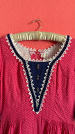 Vintage 1980s Pink Polka Dot Tracht Dress With Lace Trim