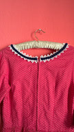 Vintage 1980s Pink Polka Dot Tracht Dress With Lace Trim