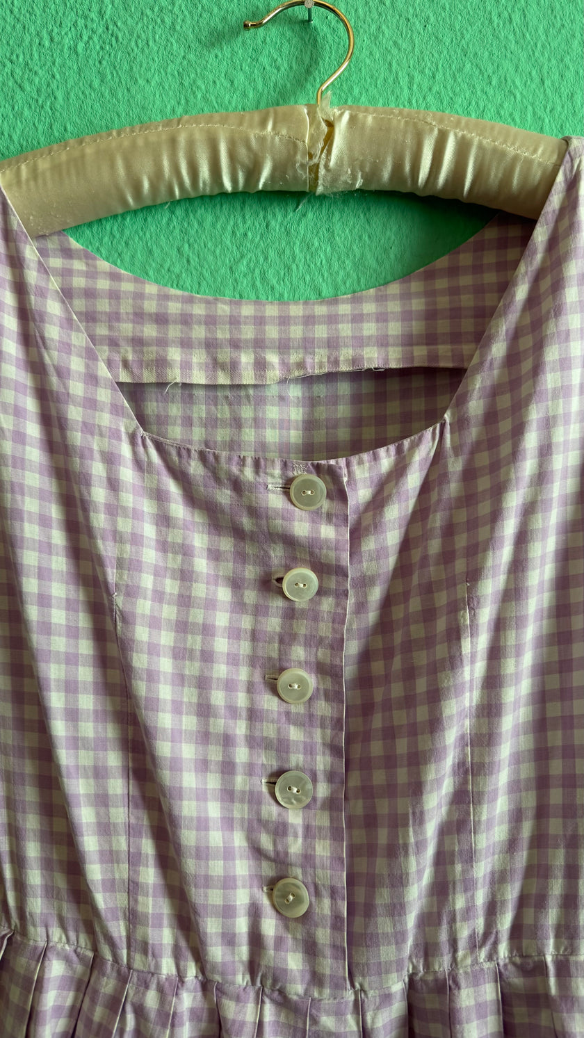 Vintage 1970s Lilac Gingham Tracht Dress