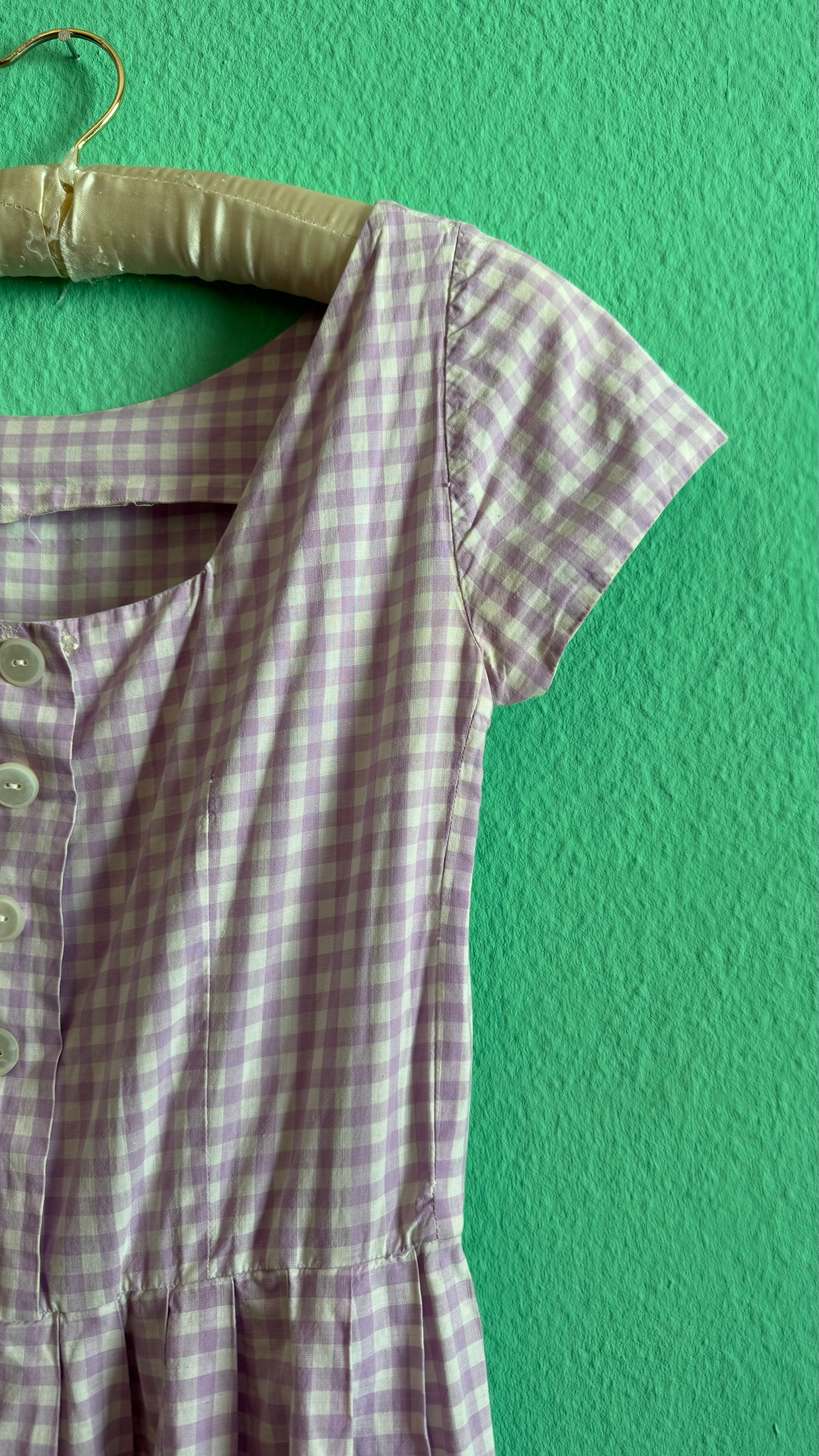 Vintage 1970s Lilac Gingham Tracht Dress