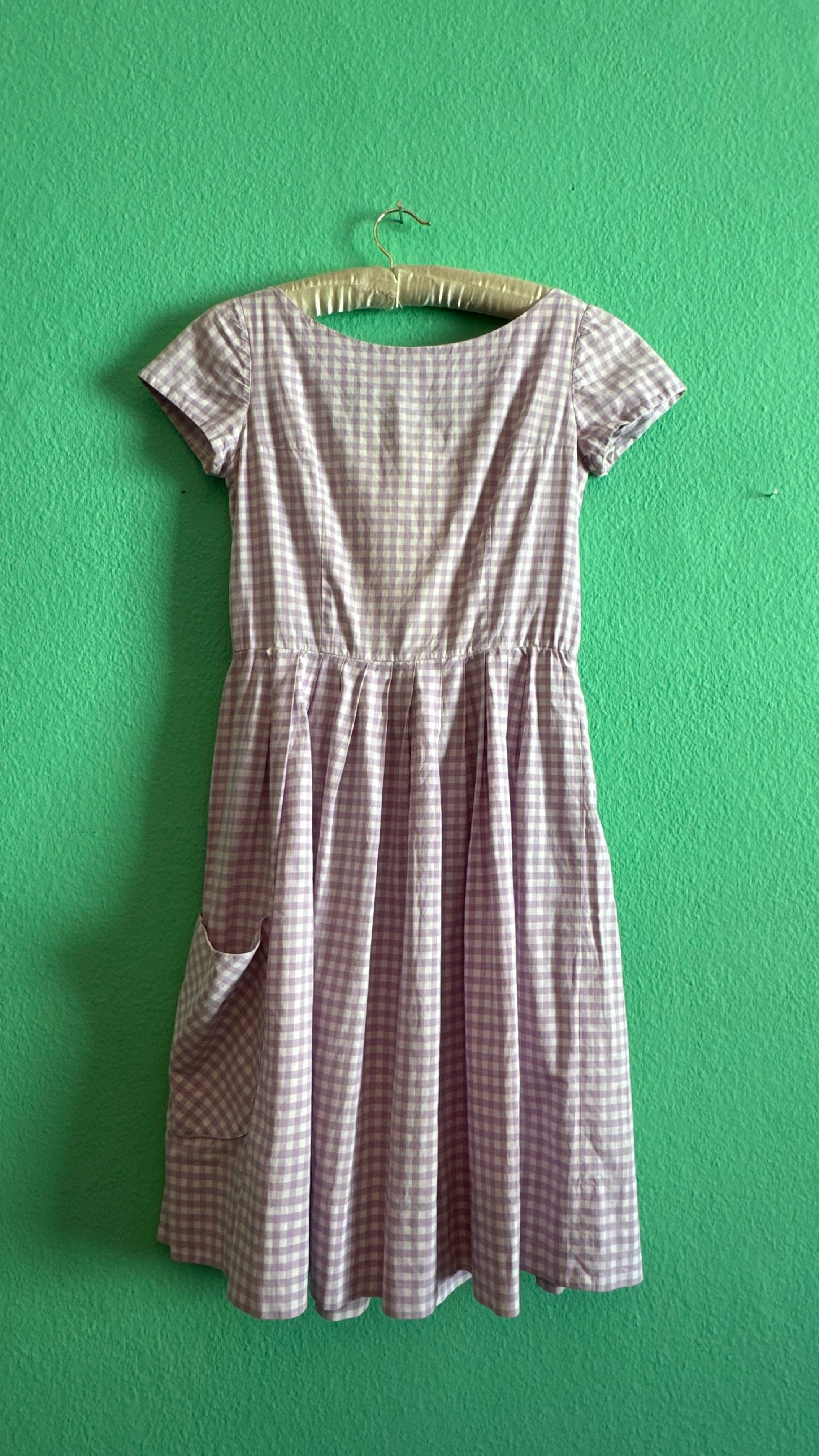 Vintage 1970s Lilac Gingham Tracht Dress