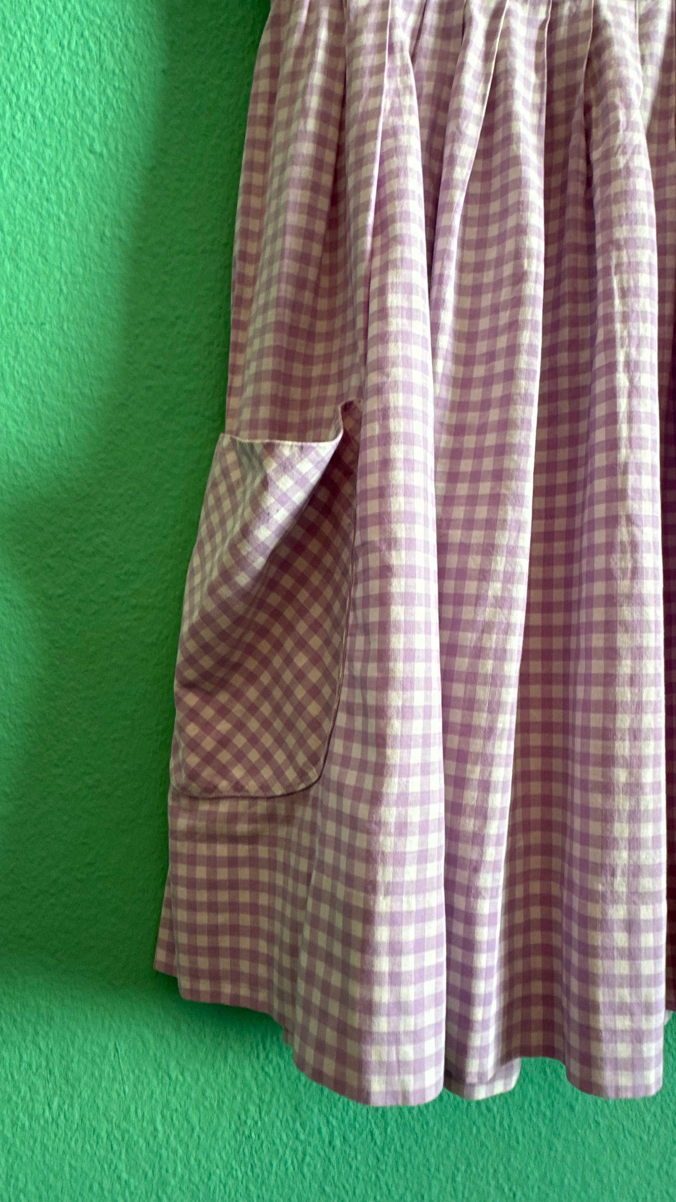 Vintage 1970s Lilac Gingham Tracht Dress