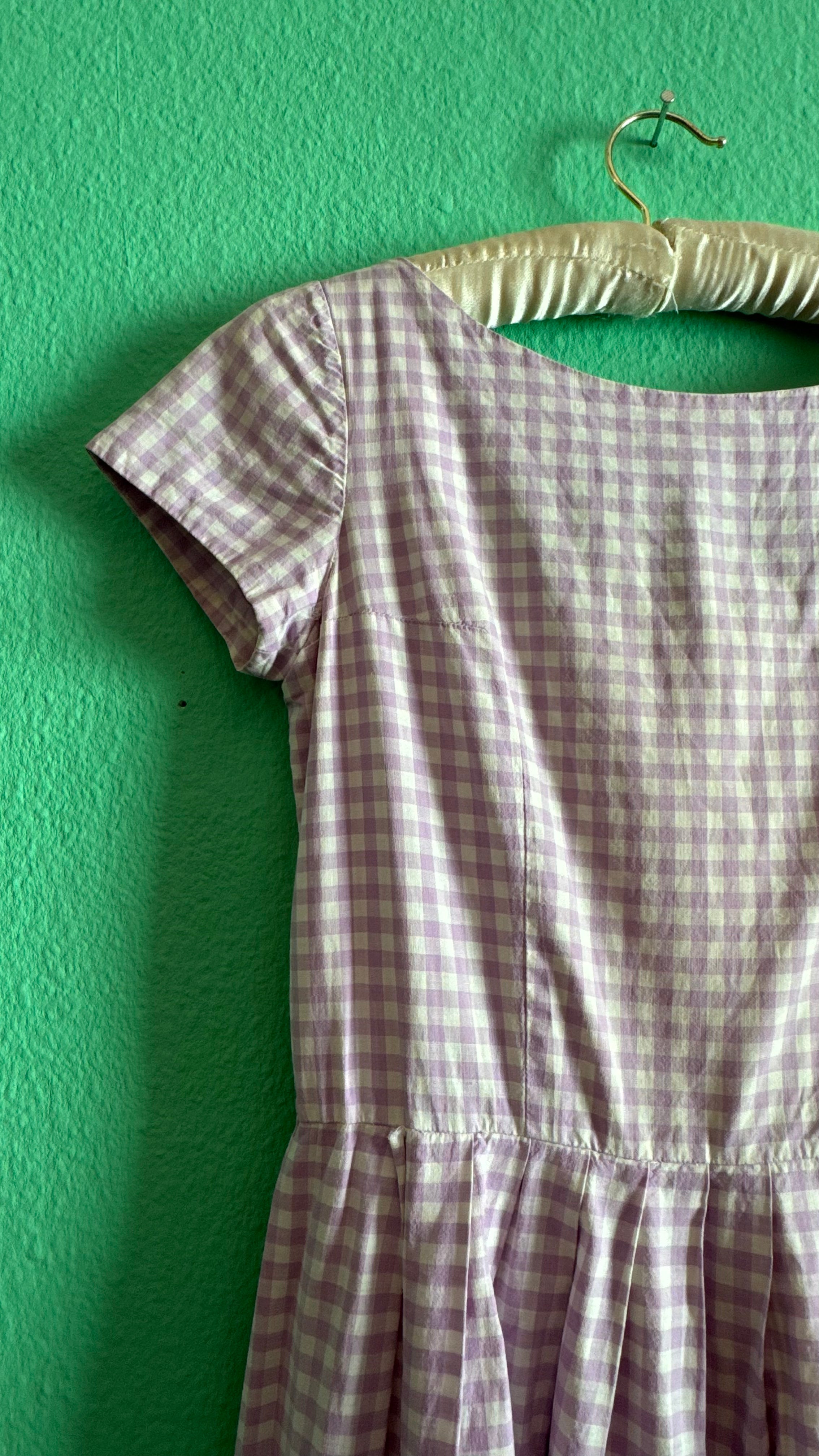 Vintage 1970s Lilac Gingham Tracht Dress