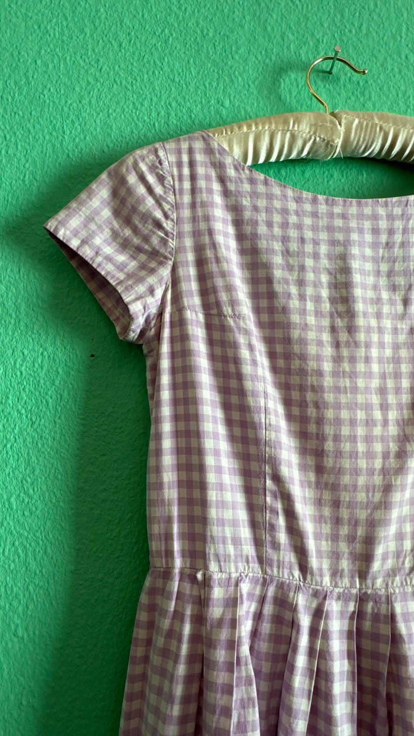 Vintage 1970s Lilac Gingham Tracht Dress