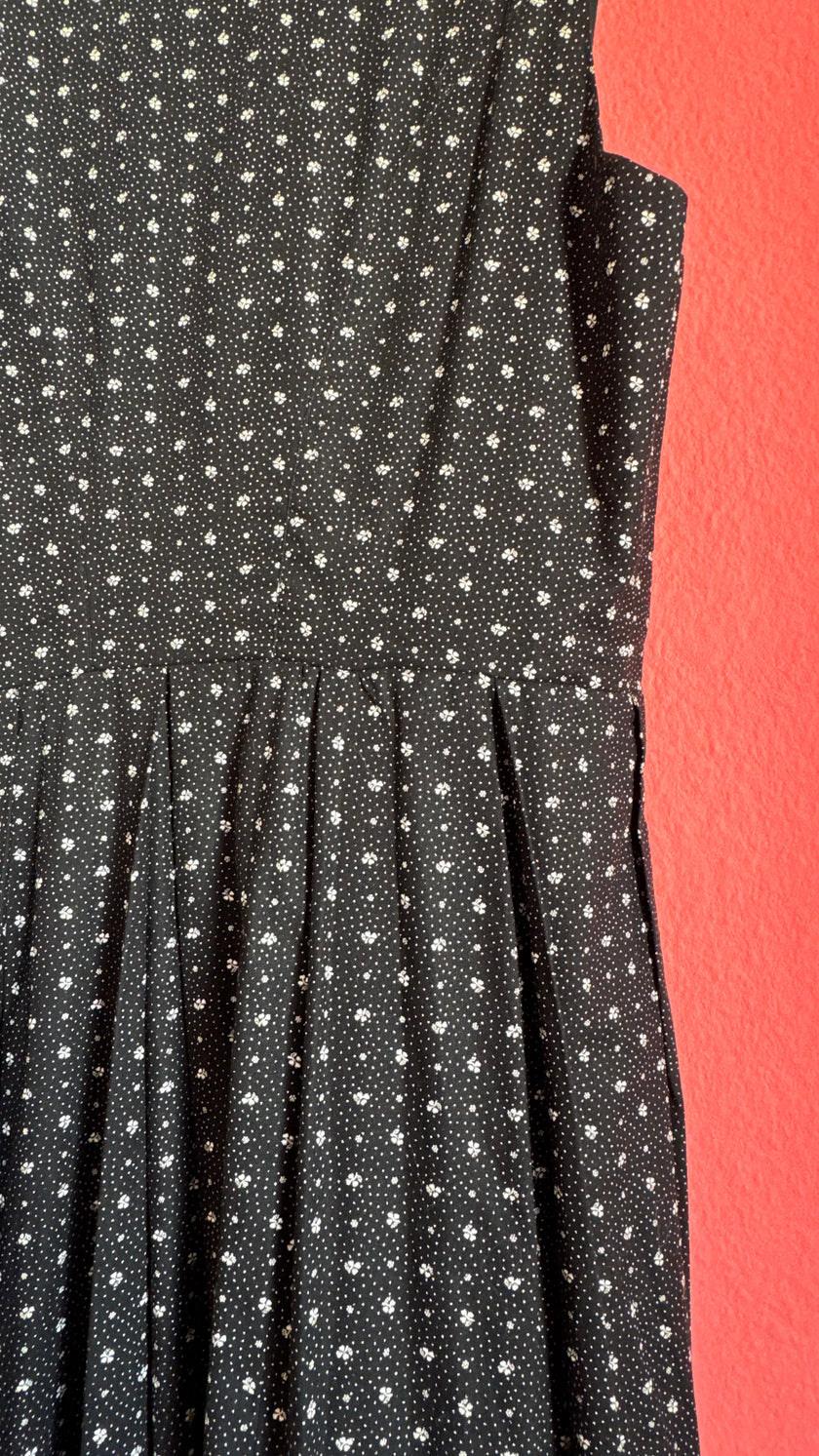 Vintage 1970s Black Floral Maxi Tracht Dress by G. Gröschel