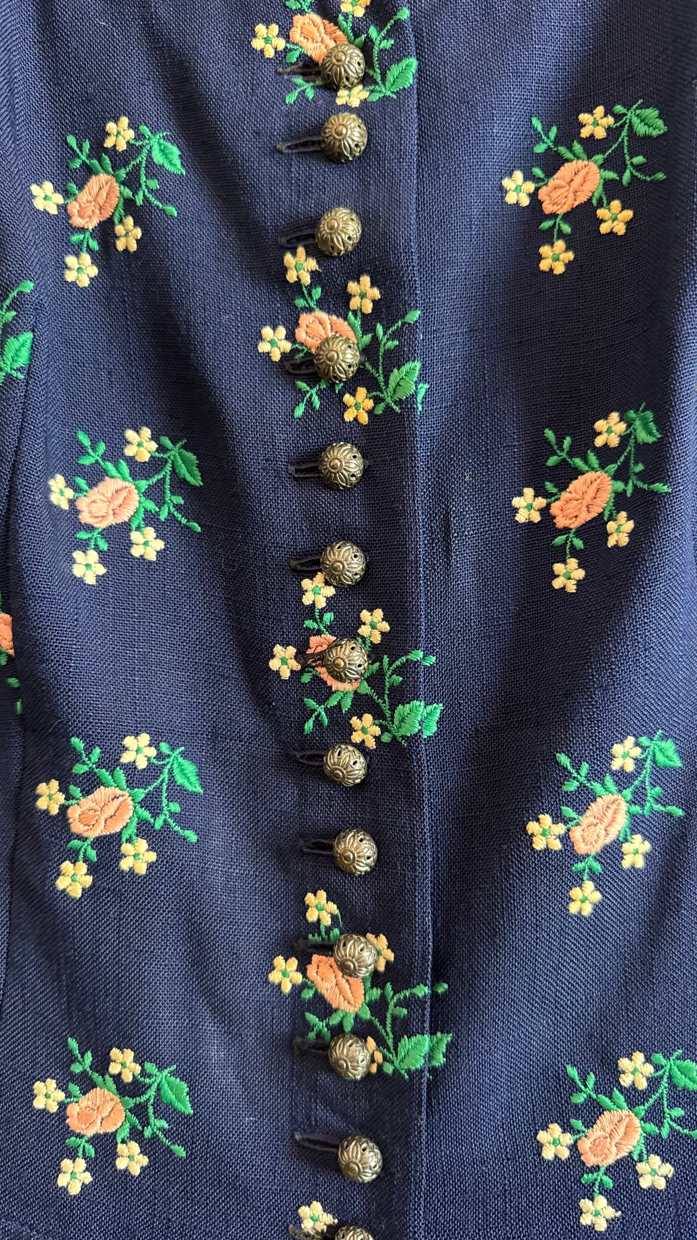 Vintage 1980s Navy Floral Dirndl Dress by Salzburger Trachten