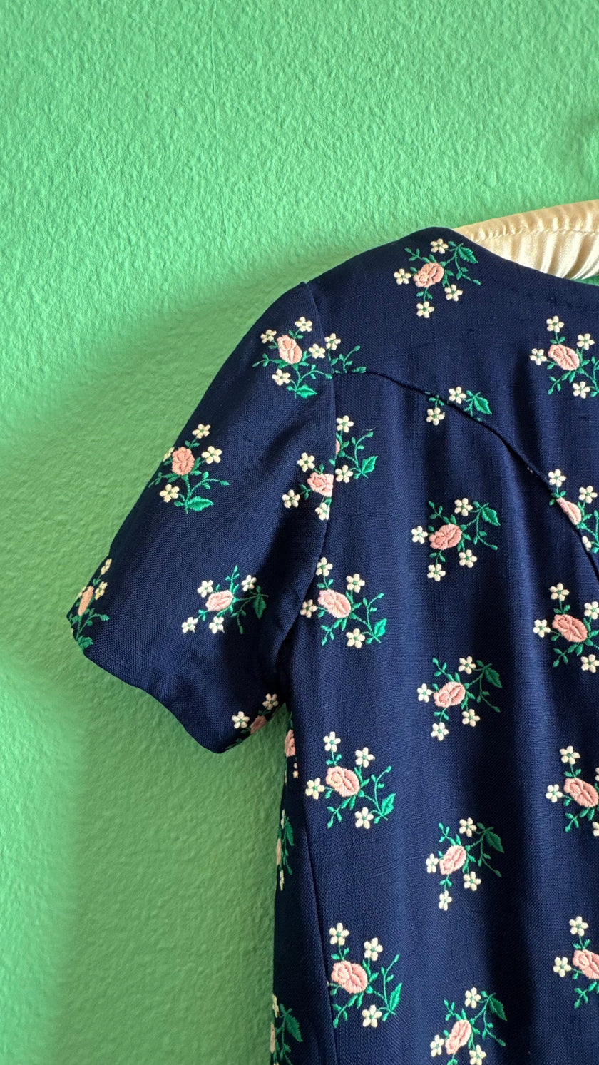 Vintage 1980s Navy Floral Dirndl Dress by Salzburger Trachten