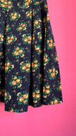 Vintage 1980s Black and Golden Rose Floral Dirndl Dress