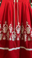 Vintage 1970s Red Embroidered Lace-Up Dirndl Dress