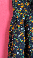 Vintage 1970s Black Floral Dirndl Dress by Wunderlich Dirndl