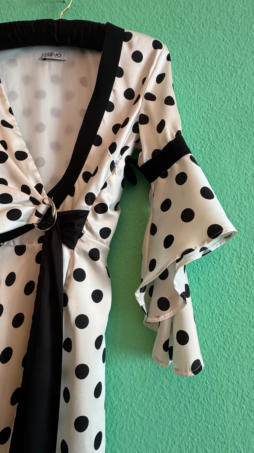 2000s Ivory Polka Dot Wrap Dress by Liu Jo