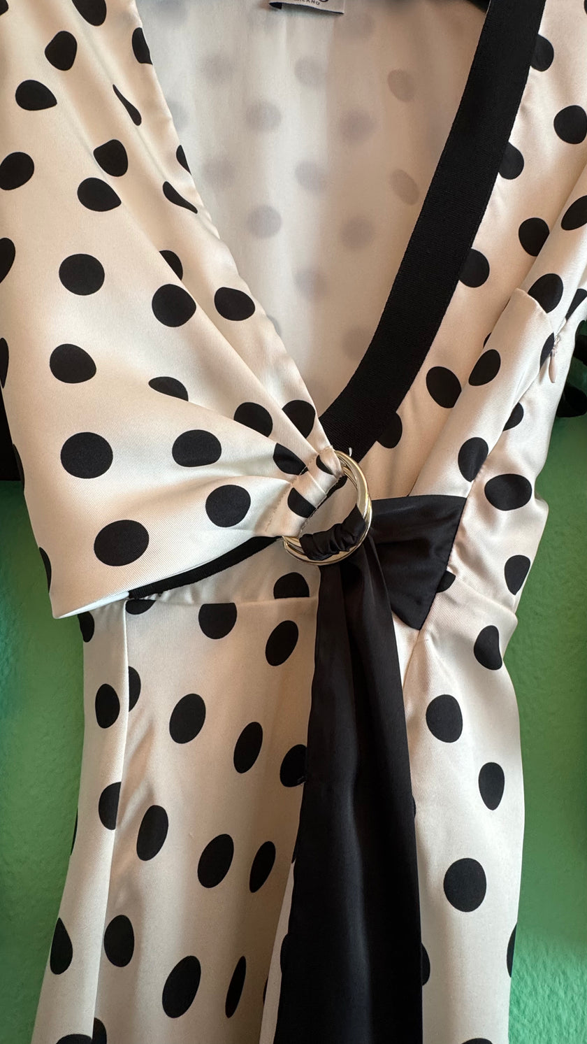 2000s Ivory Polka Dot Wrap Dress by Liu Jo