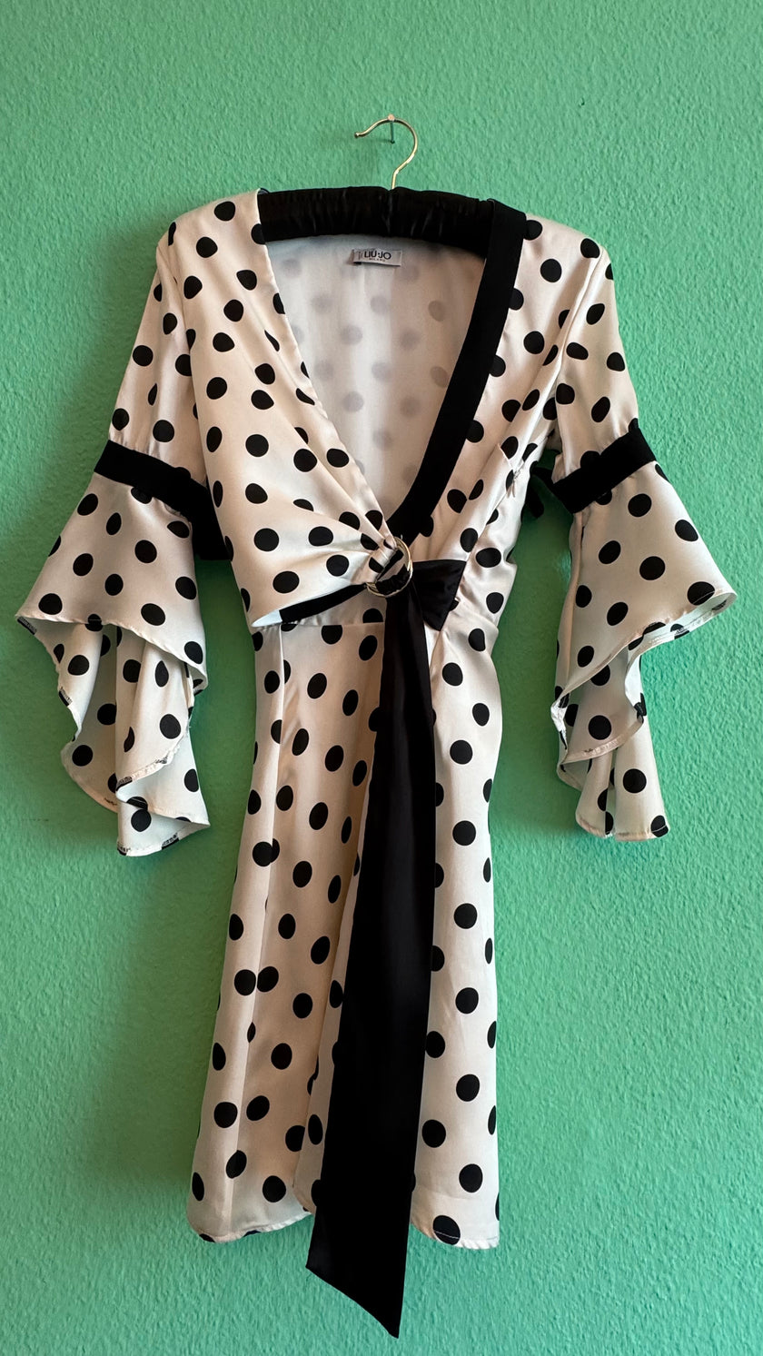 2000s Ivory Polka Dot Wrap Dress by Liu Jo