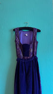 Vintage 1970s Purple Velvet and Brocade Dirndl Maxi Dress