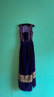 Vintage 1970s Purple Velvet and Brocade Dirndl Maxi Dress