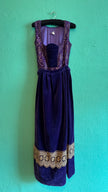 Vintage 1970s Purple Velvet and Brocade Dirndl Maxi Dress