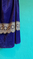 Vintage 1970s Purple Velvet and Brocade Dirndl Maxi Dress
