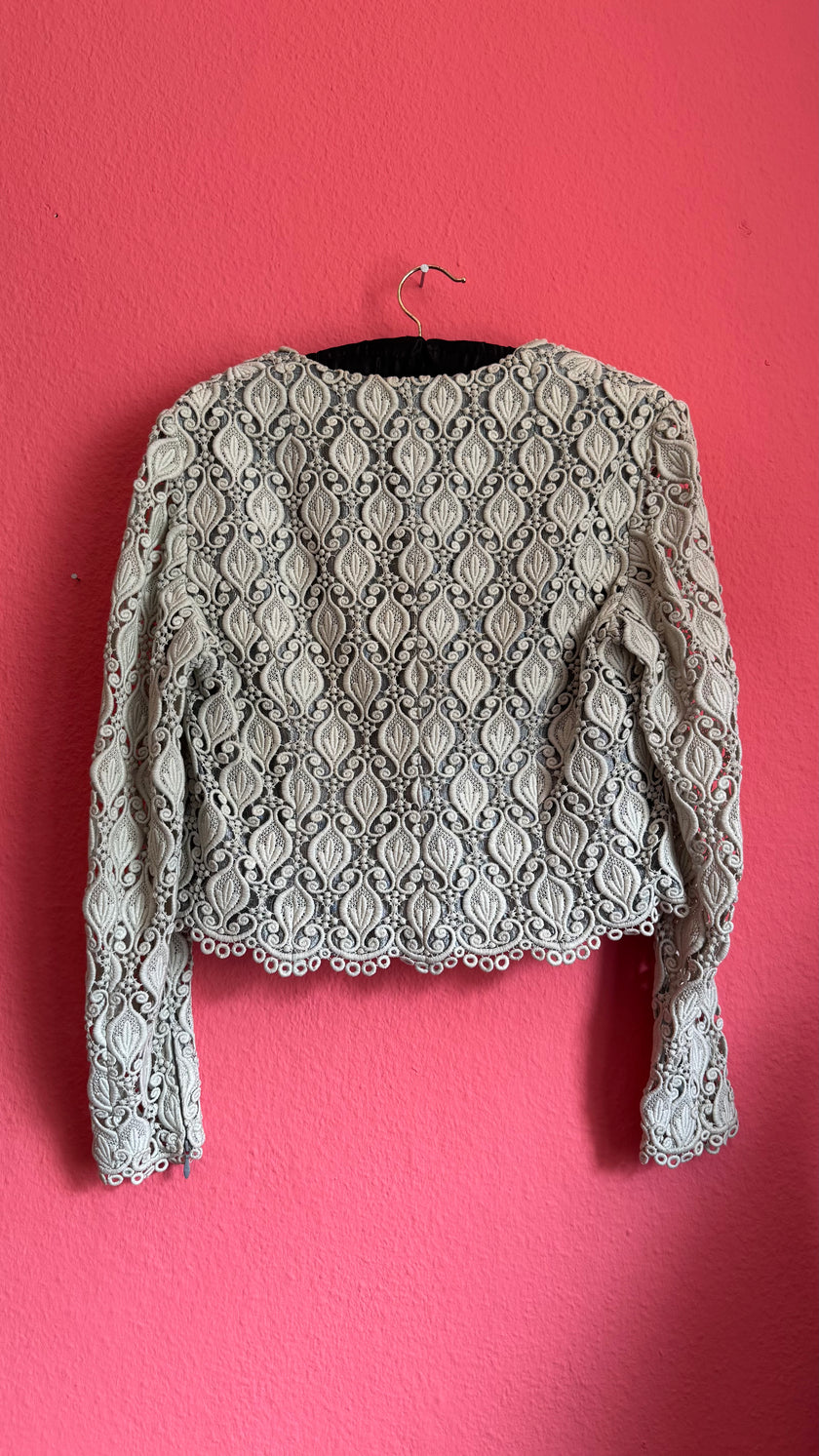 Vintage 1960s Ivory Soutache Lace Cropped Jacket