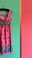 Vintage 1950s-Style Pink Floral Paisley Cotton Dress