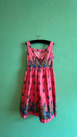 Vintage 1950s-Style Pink Floral Paisley Cotton Dress
