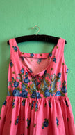Vintage 1950s-Style Pink Floral Paisley Cotton Dress