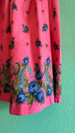 Vintage 1950s-Style Pink Floral Paisley Cotton Dress