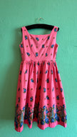 Vintage 1950s-Style Pink Floral Paisley Cotton Dress