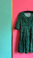 Vintage 1960s Green Floral Tracht Dress by Dirndlstube