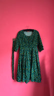 Vintage 1960s Green Floral Tracht Dress by Dirndlstube