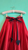 Vintage 1970s Red and Black Tracht Midi Skirt