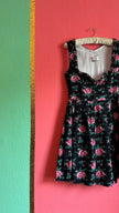 Vintage 1980s Black Rose Print Tracht Dress by Original Steindl