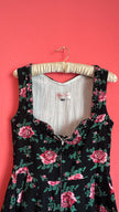 Vintage 1980s Black Rose Print Tracht Dress by Original Steindl