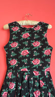 Vintage 1980s Black Rose Print Tracht Dress by Original Steindl