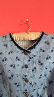 Vintage 1970s Blue Floral Tracht Midi Dress