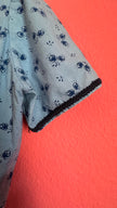 Vintage 1970s Blue Floral Tracht Midi Dress