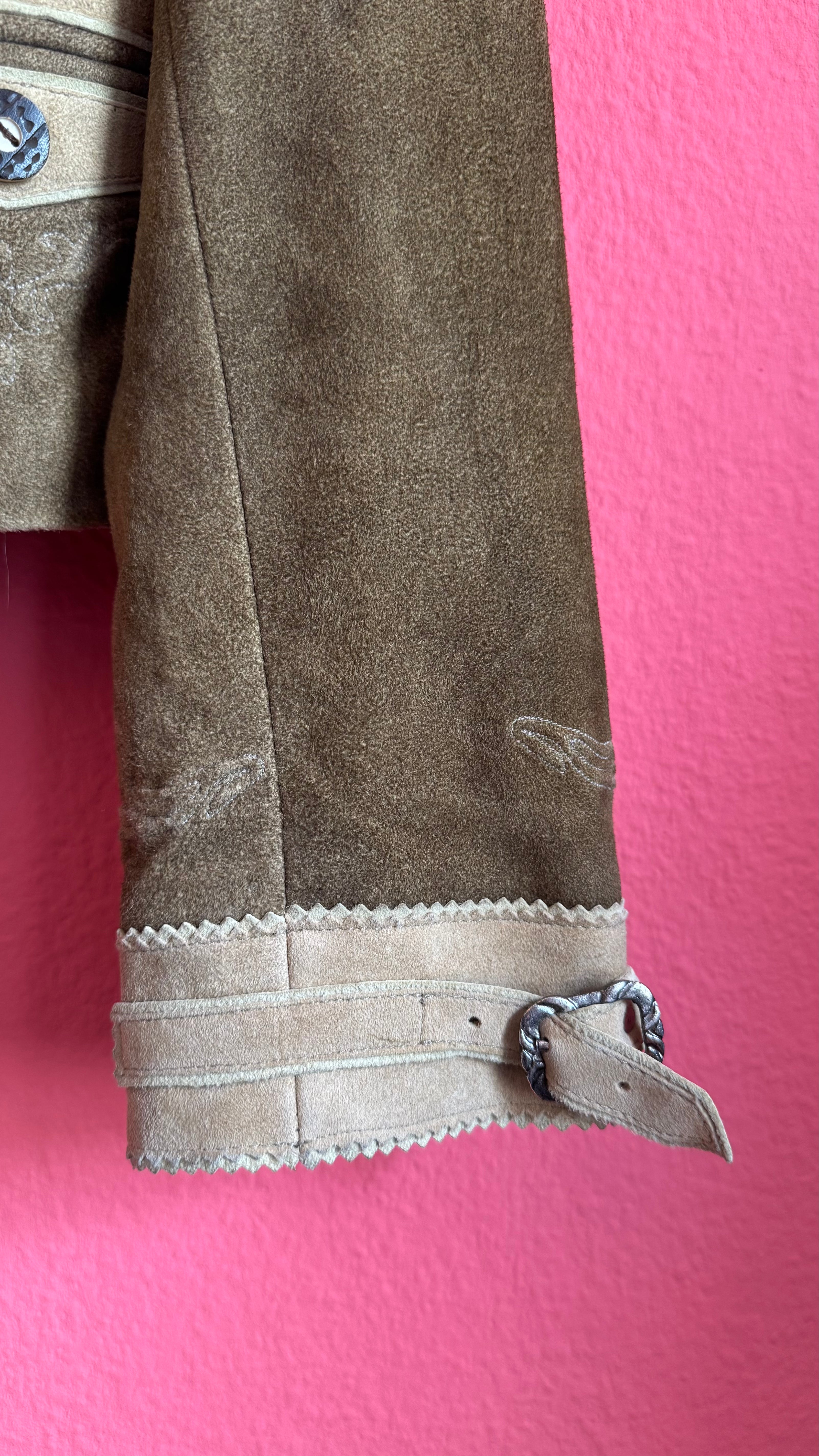 Vintage 1990s Taupe Suede Tracht Jacket by Almsach