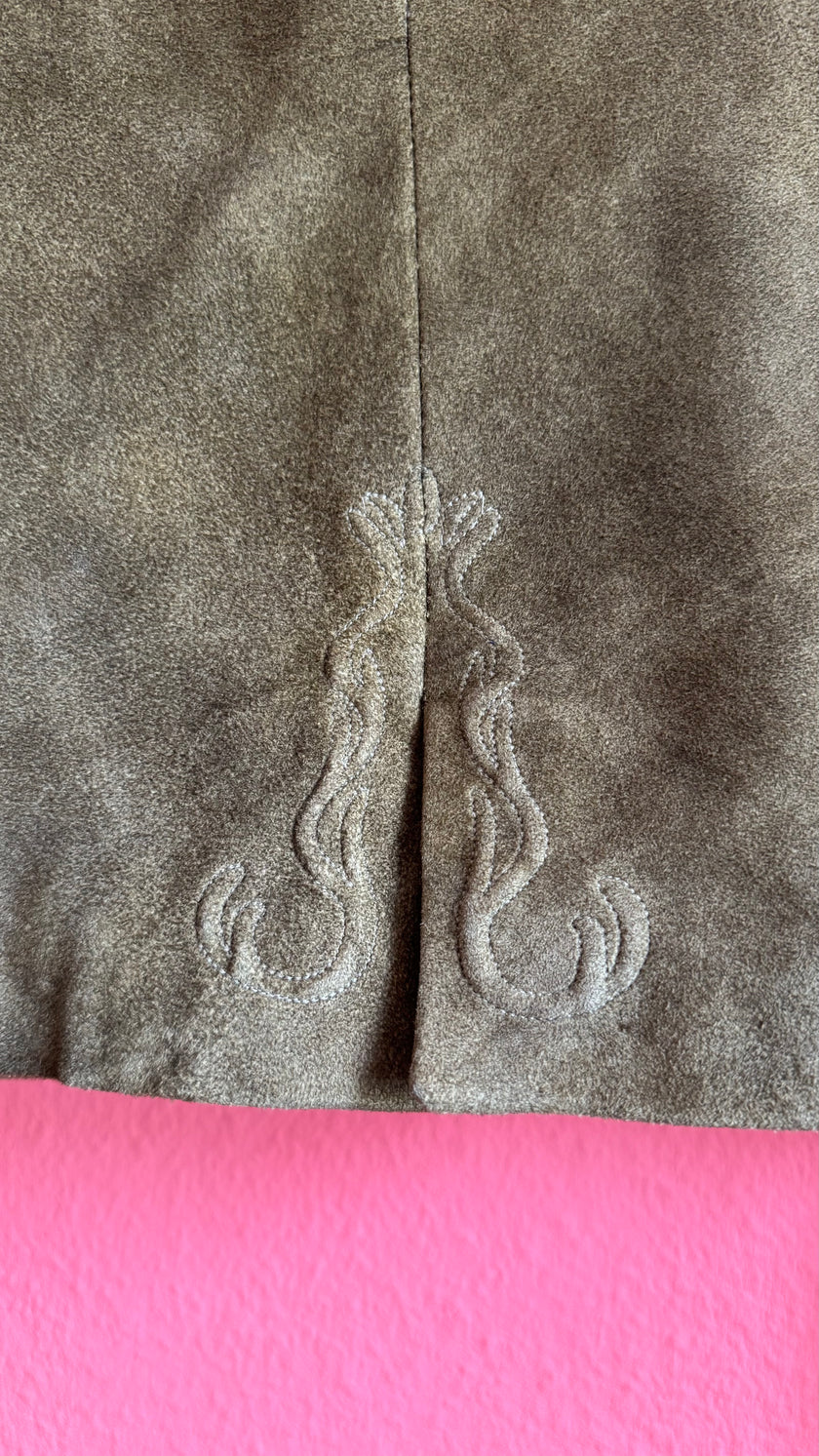 Vintage 1990s Taupe Suede Tracht Jacket by Almsach
