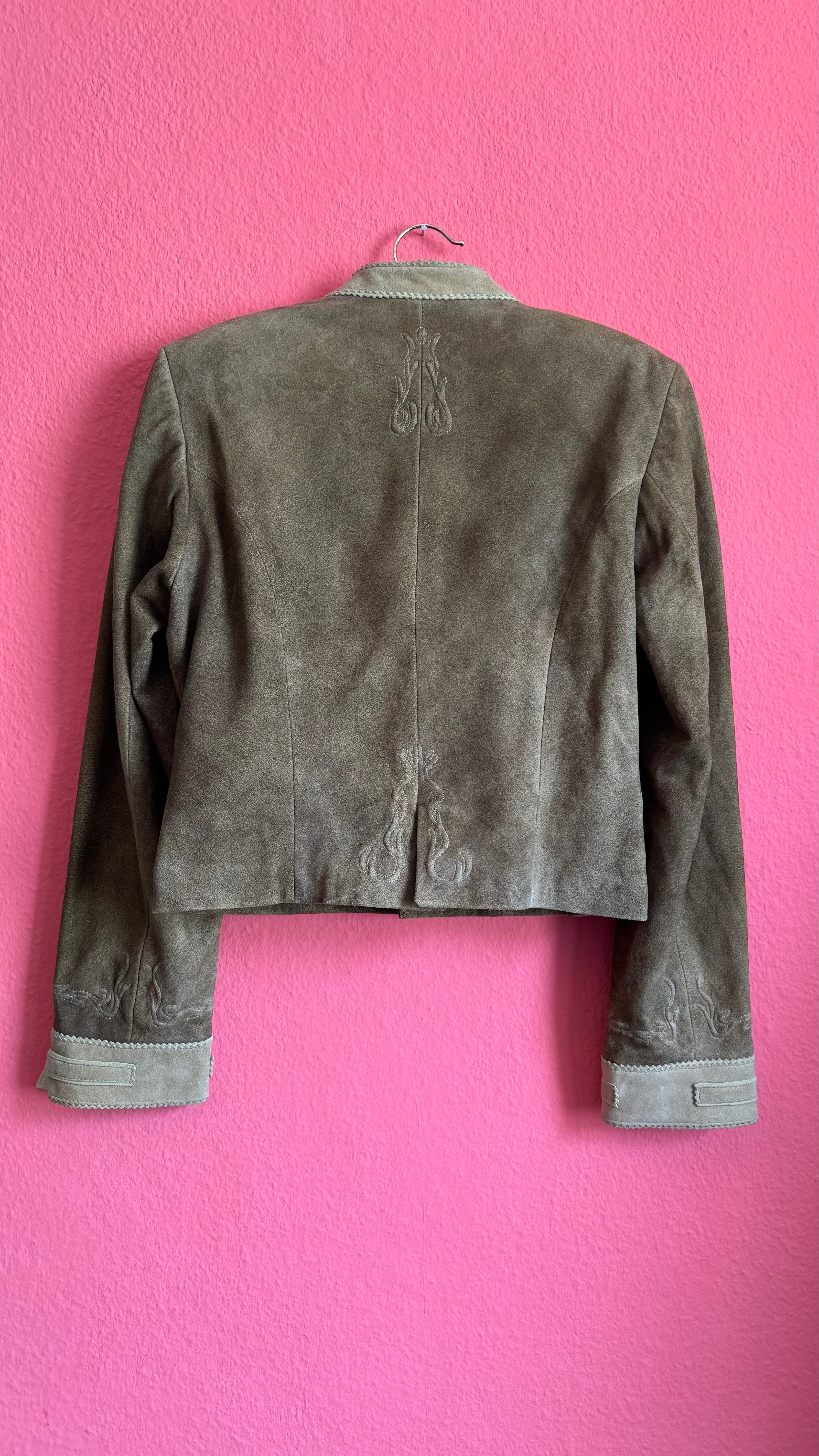 Vintage 1990s Taupe Suede Tracht Jacket by Almsach