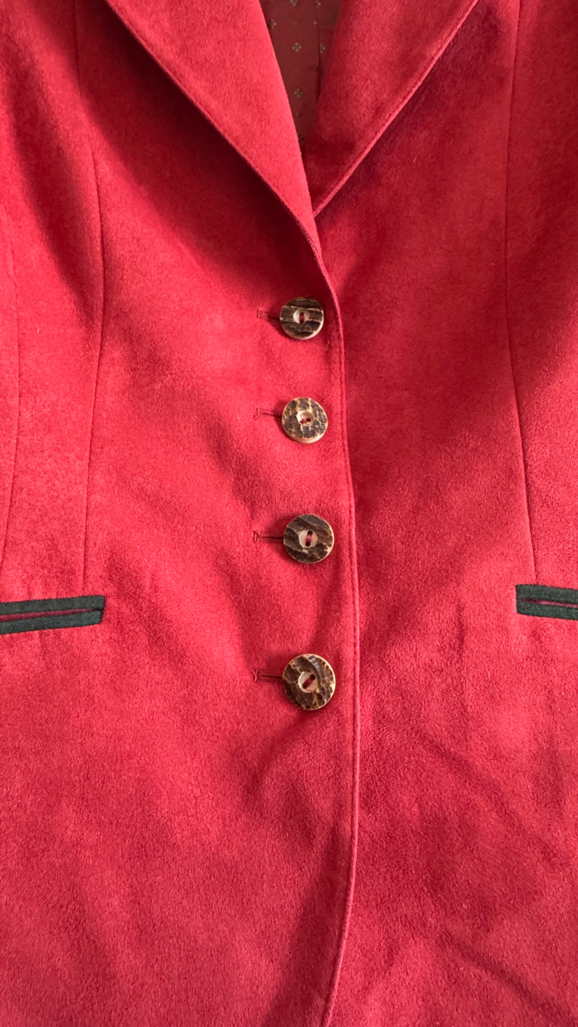 Vintage 1990s Red Suede-Style Tracht Blazer by H. Moser