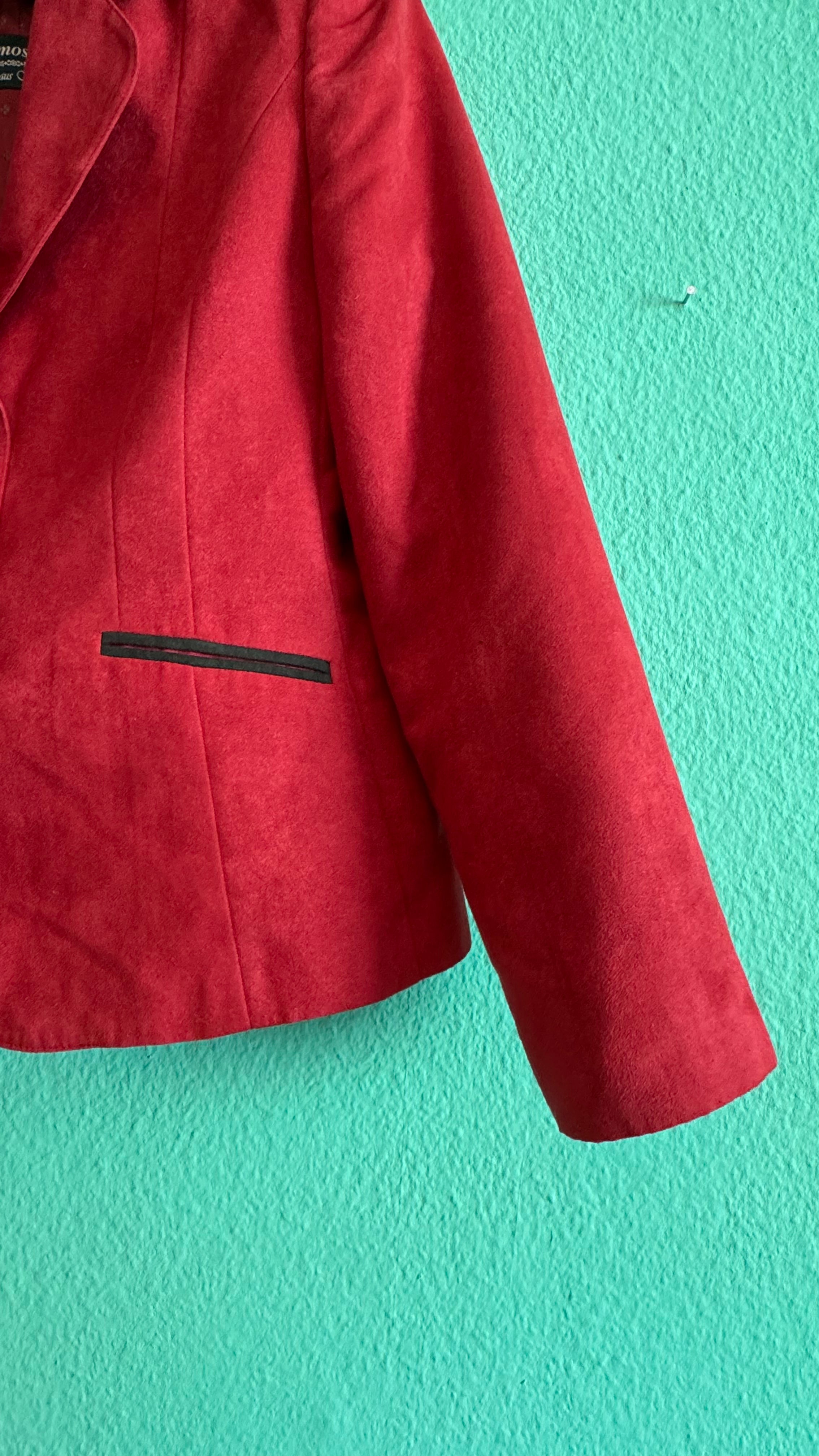 Vintage 1990s Red Suede-Style Tracht Blazer by H. Moser