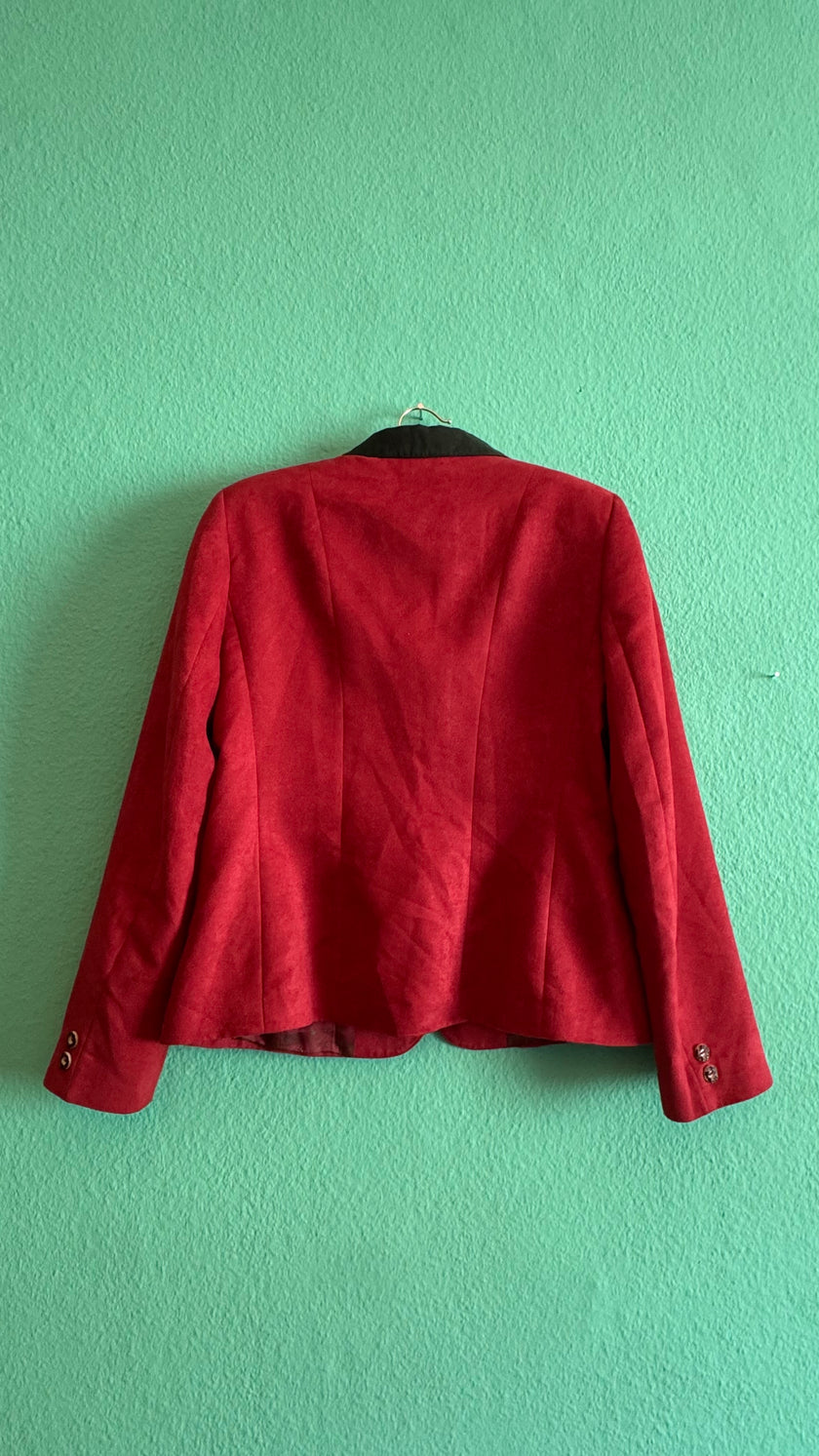 Vintage 1990s Red Suede-Style Tracht Blazer by H. Moser