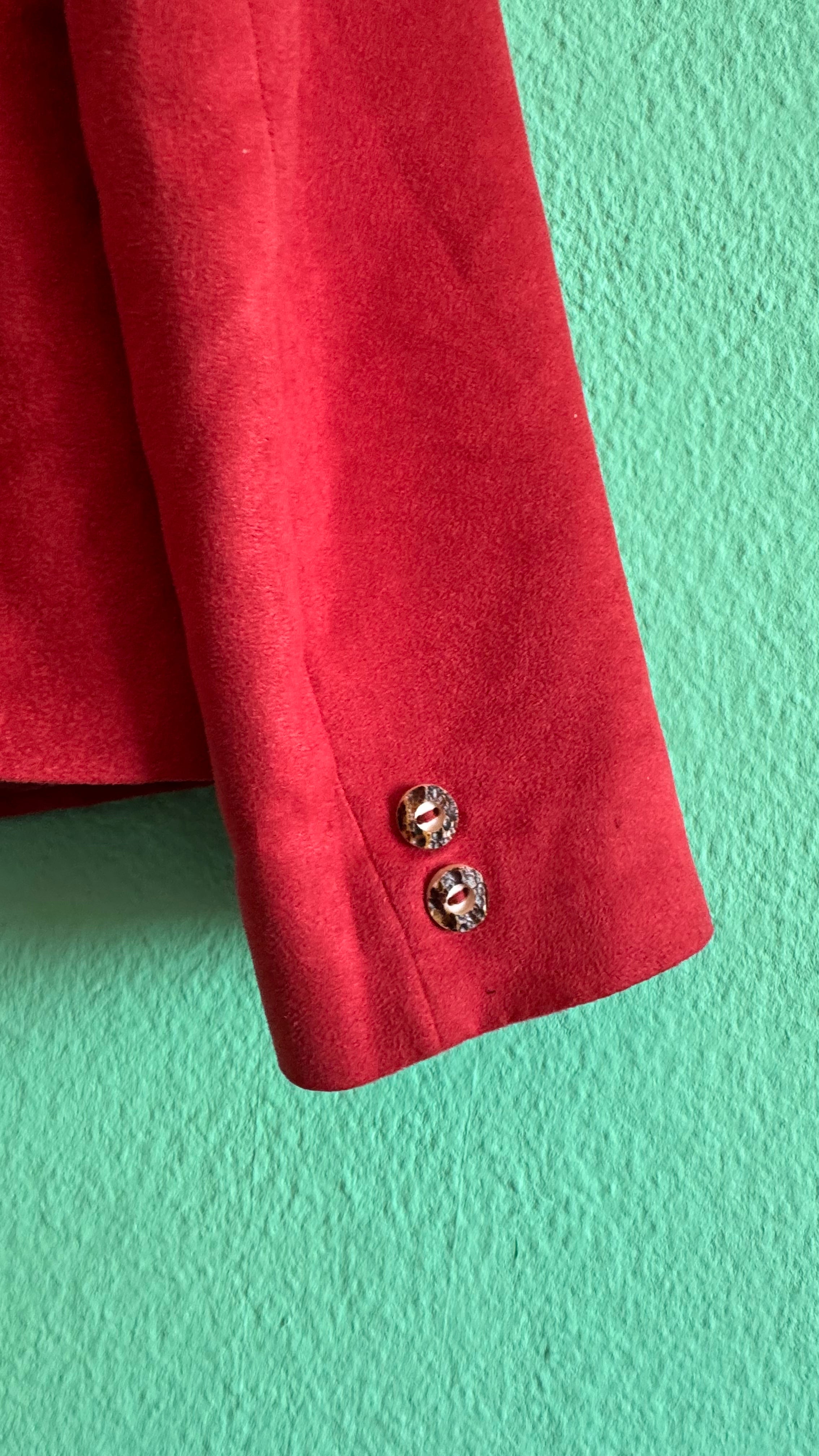 Vintage 1990s Red Suede-Style Tracht Blazer by H. Moser