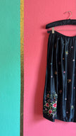 Vintage 1960s Black Embroidered Satin Tracht Apron Skirt