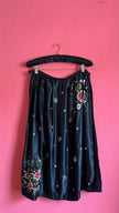 Vintage 1960s Black Embroidered Satin Tracht Apron Skirt